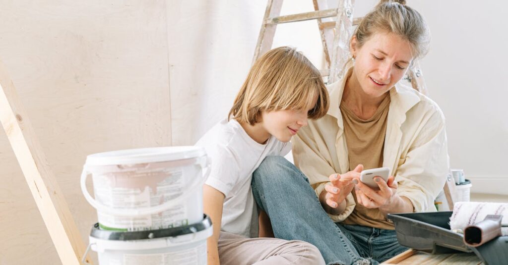 家族全員で協力して家事を効率よくこなす様子。分担と仕組み化で時短を実現するイメージ。