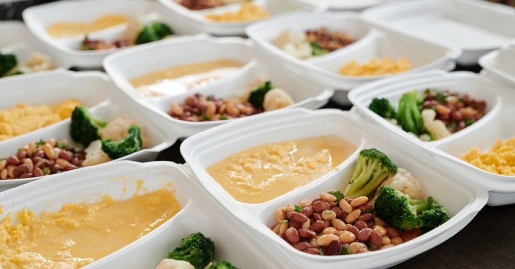 献立を1週間単位でローテーションするイメージ。カレンダー上に各曜日の料理が並ぶ構成で、視覚的にわかりやすい図。