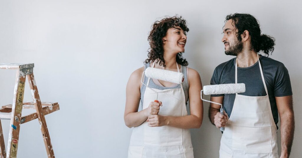 夫婦が家事を通じて協力し合い、チームとしての信頼関係を築いているイメージ。