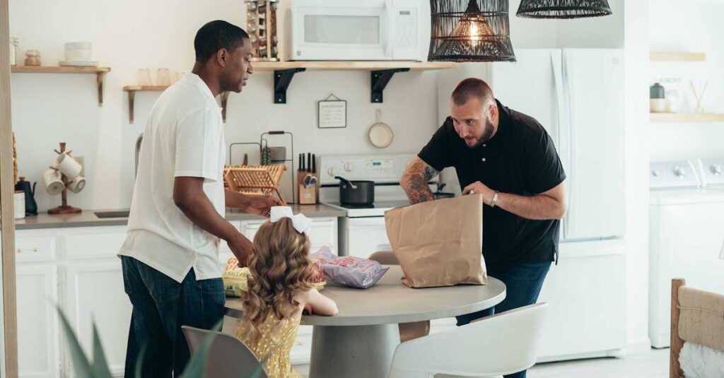 家族全員で共有できる買い物リスト。誰が何を買うか明確で、チェック欄や色分けもあり視覚的に分かりやすい型。