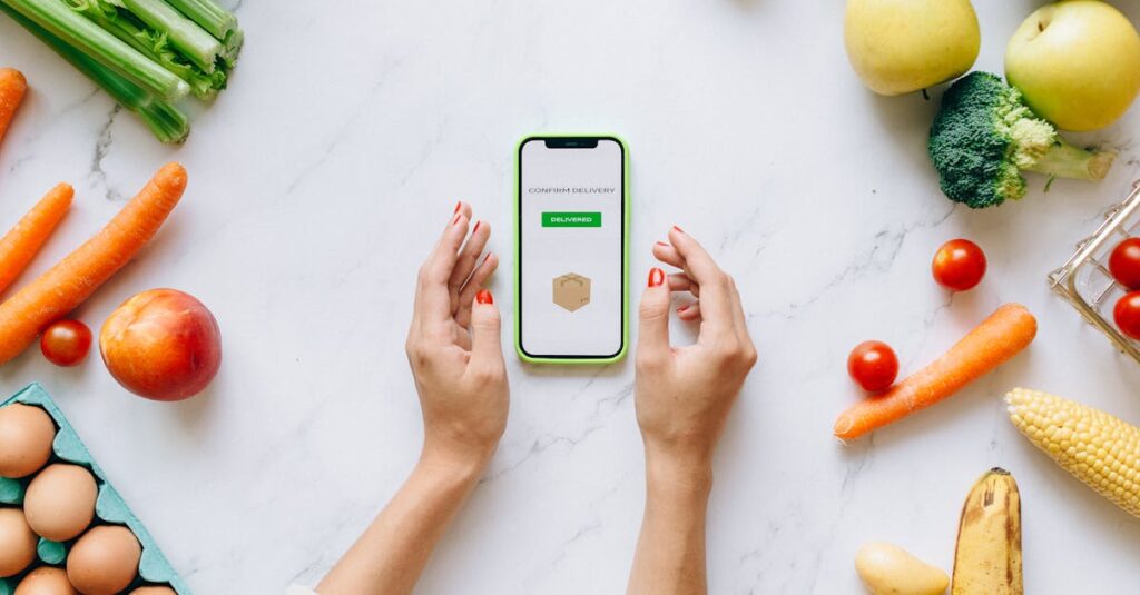 献立ローテーション用のアプリやエクセルテンプレートを活用するイメージ図。曜日ごとの献立管理が視覚化されている。